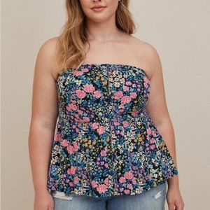 NWT Torrid Stretch Challis Lace-Up Back Corset Top Floral 5X